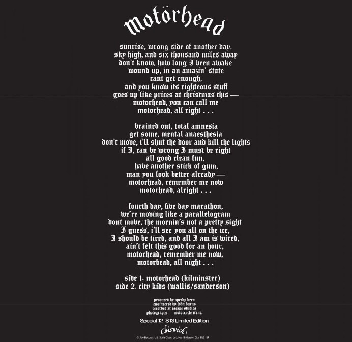 Motorhead Chiswick 12 Vinyle